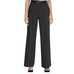 Calvin Klein Women's Pinstripe Wide-Leg Pants with Belt 12